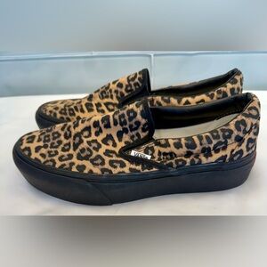 VANS Classic Slip-On Leopard Print/Black , Women’s Sz 8.5, Men’s Sz 7.5 NWOB